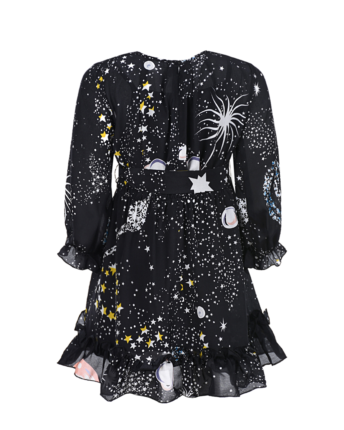 Шелковое платье с принтом "космос" Dan Maralex детское, размер 104, цвет нет цвета - фото 2