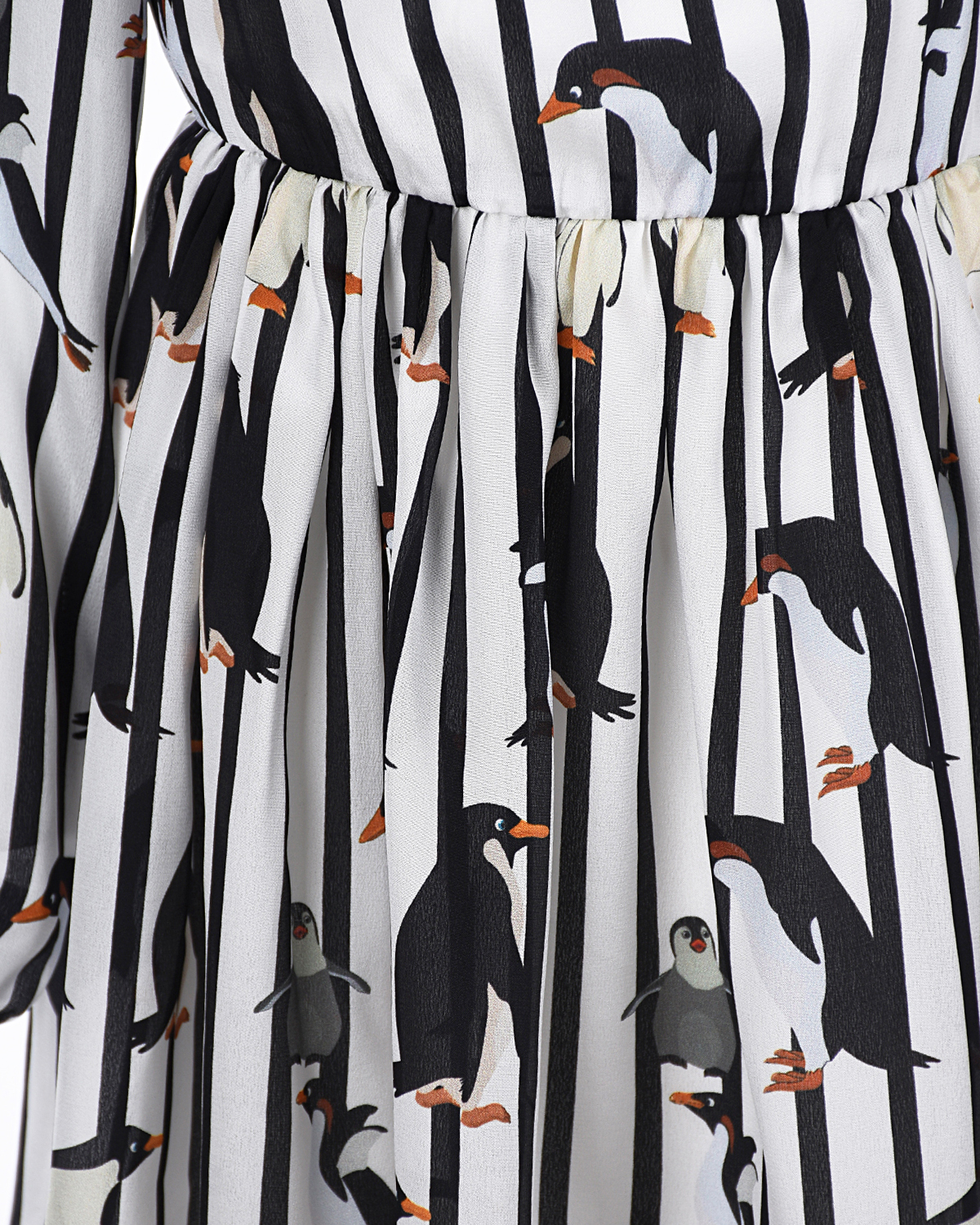 Шелковое платье с принтом "пингвины" Dan Maralex детское, размер 128, цвет нет цвета - фото 3