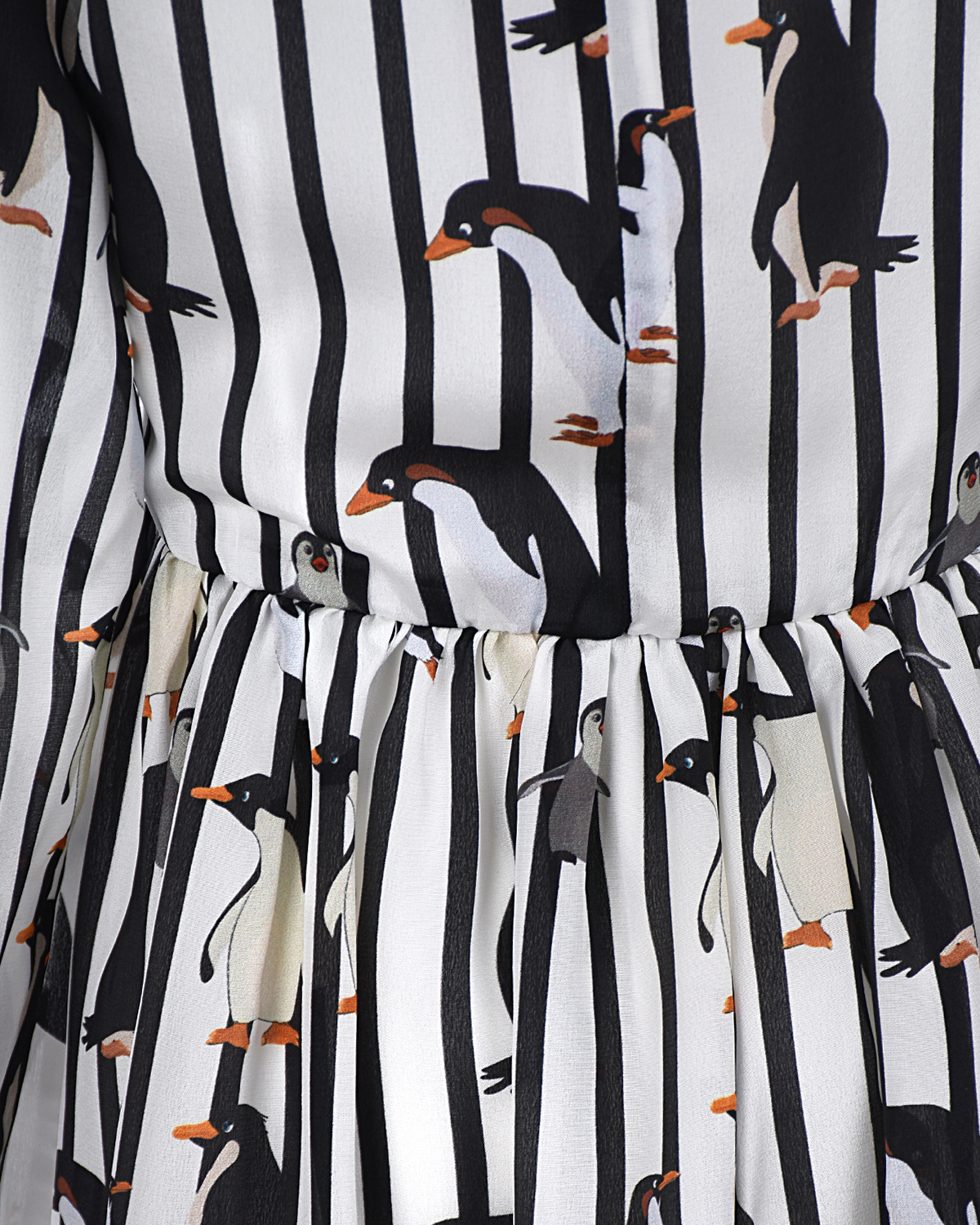 Шелковое платье с принтом "пингвины" Dan Maralex детское, размер 128, цвет нет цвета - фото 4