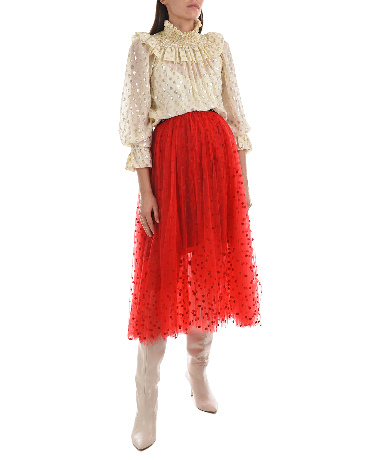 Красная юбка в горошек Dan Maralex, размер 42, цвет красный - фото 2