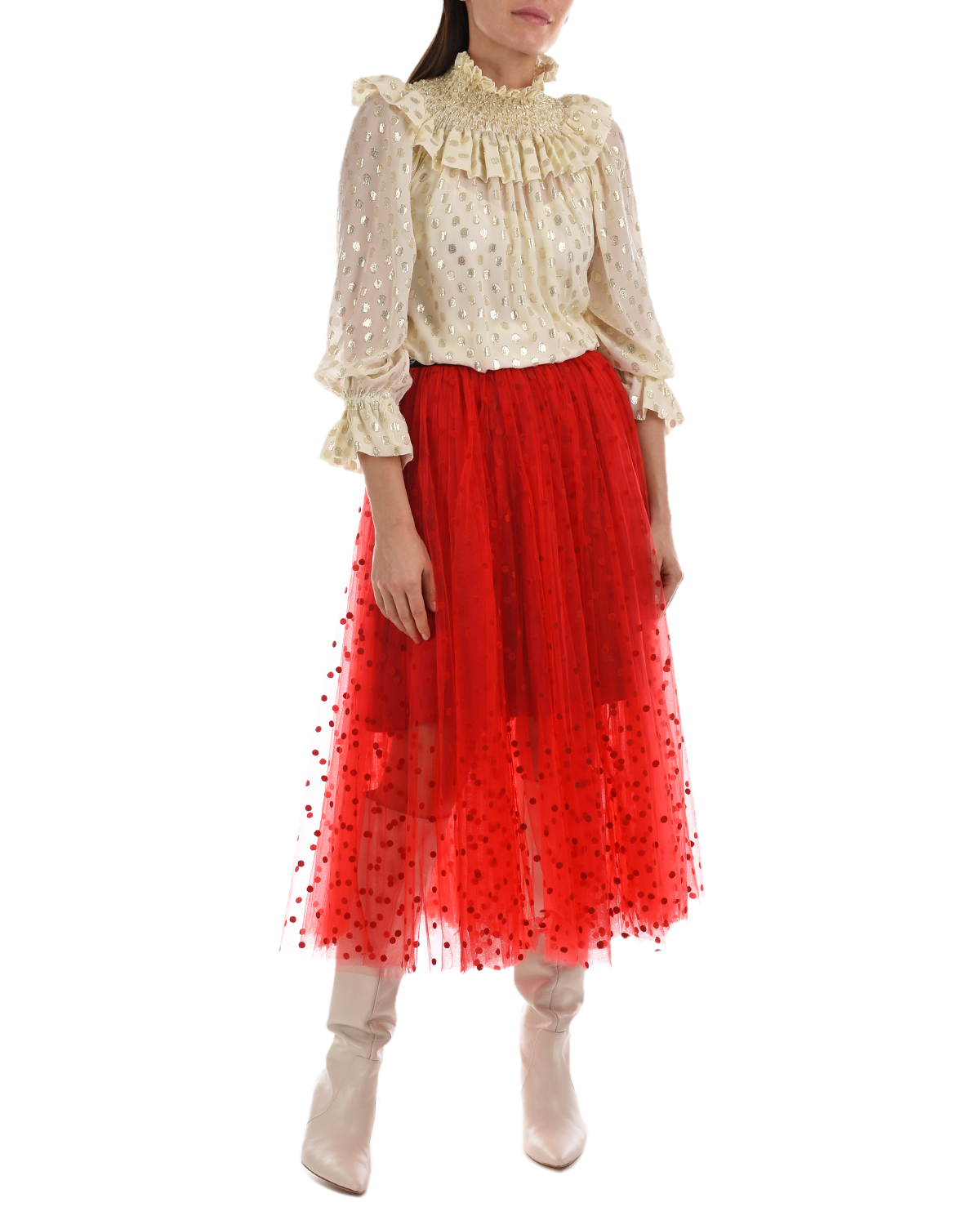 Красная юбка в горошек Dan Maralex, размер 42, цвет красный - фото 4