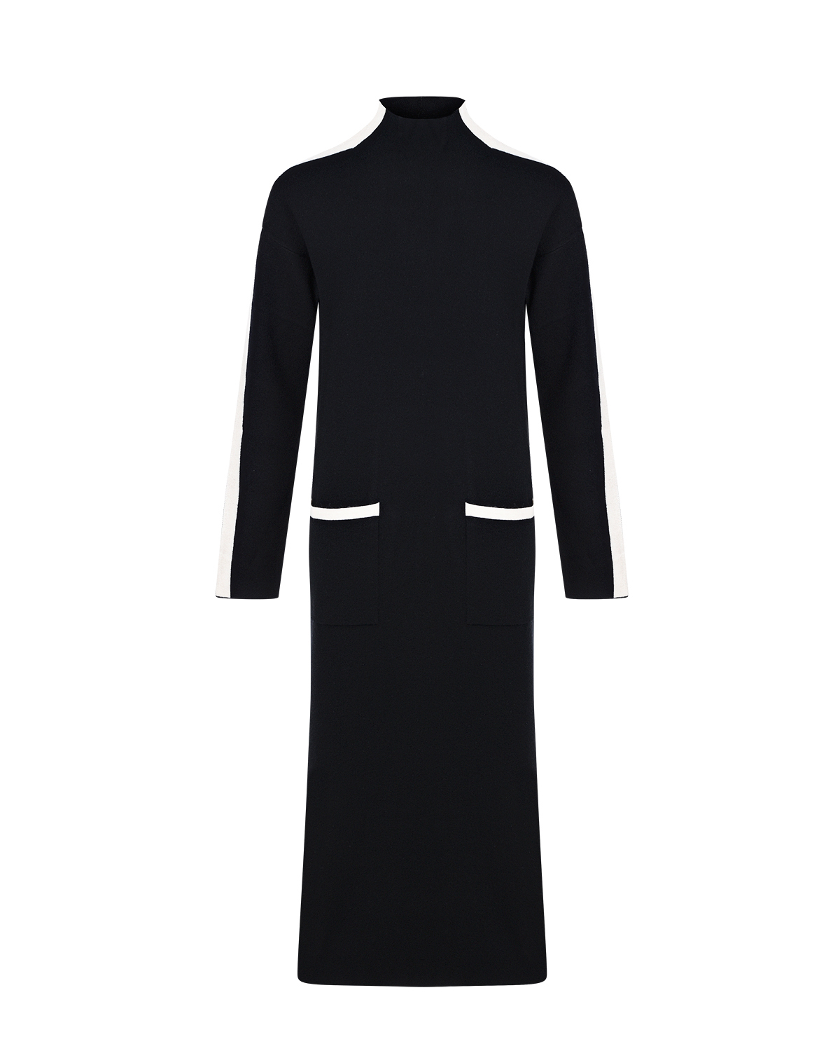 Черное платье с белыми лампасами Deha, размер 42, цвет черный - фото 1