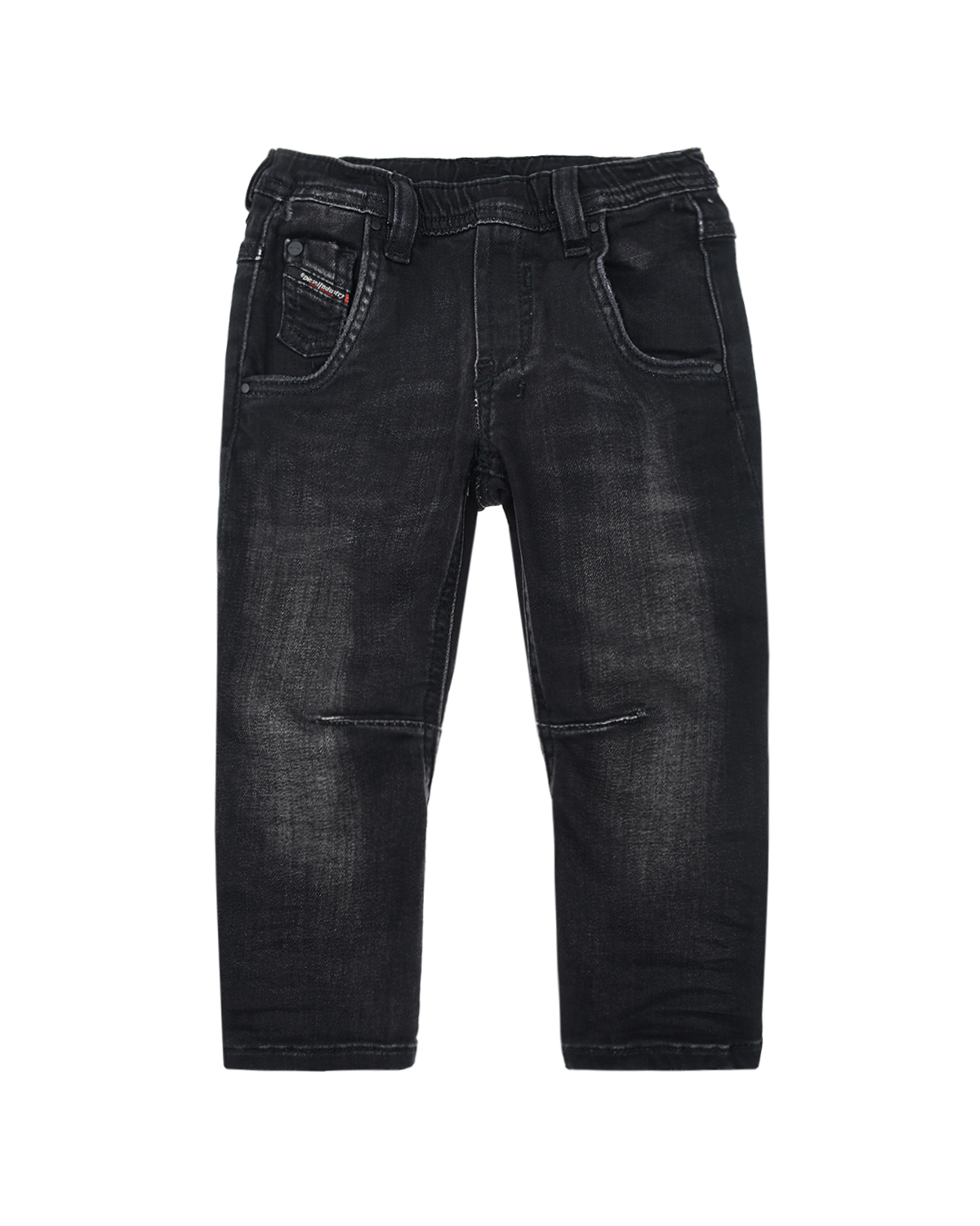 Потертые джинсы с поясом на резинке Diesel детские, размер 86, цвет серый - фото 1