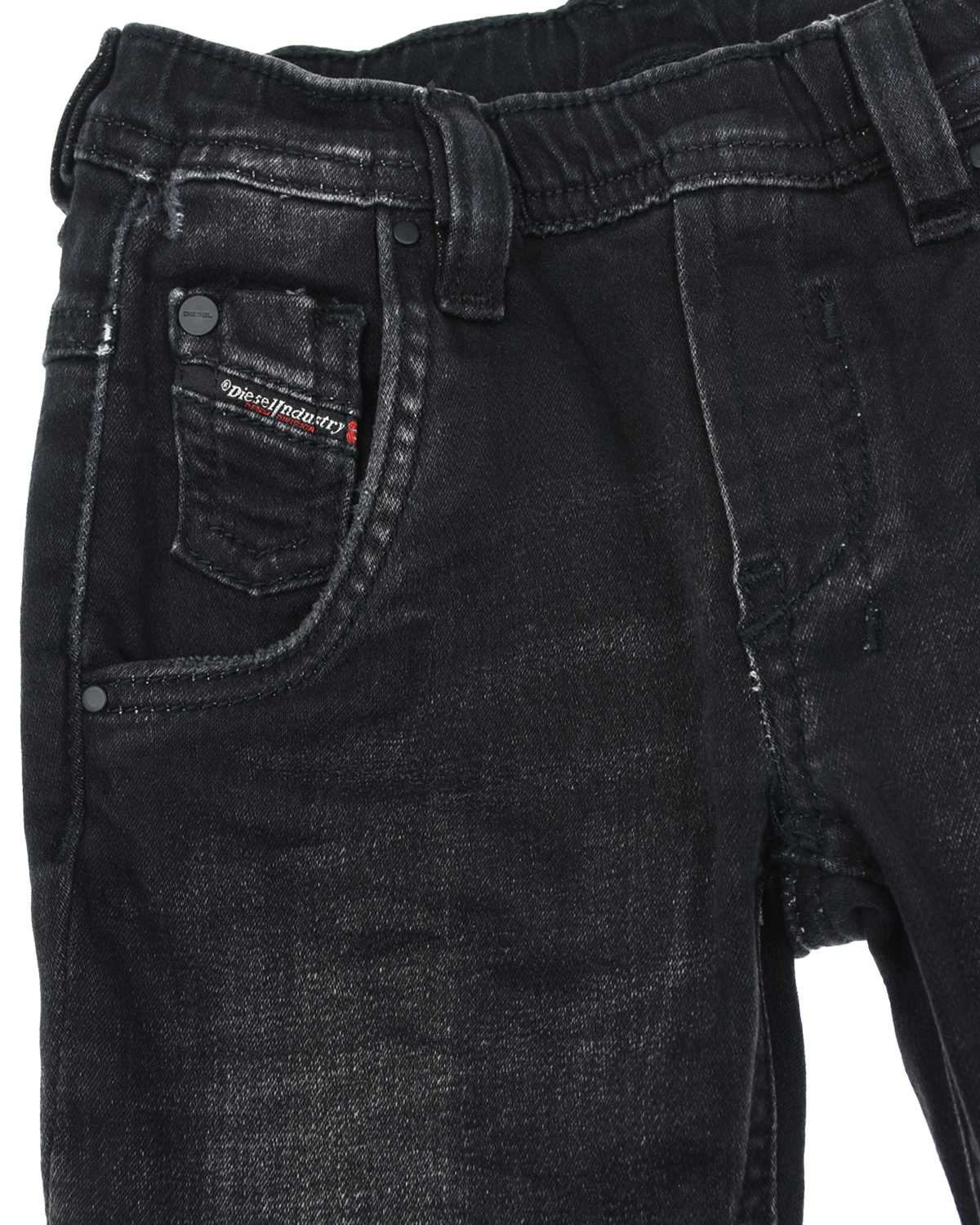 Потертые джинсы с поясом на резинке Diesel детские, размер 86, цвет серый - фото 3