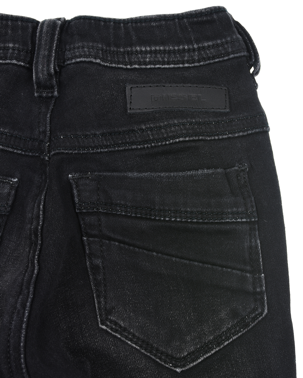 Потертые джинсы с поясом на резинке Diesel детские, размер 86, цвет серый - фото 4