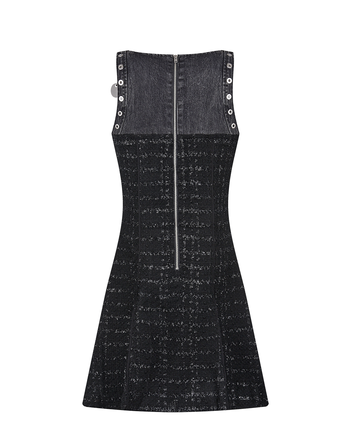 Черное платье из твида и денима Diesel детское, размер 128, цвет черный - фото 2