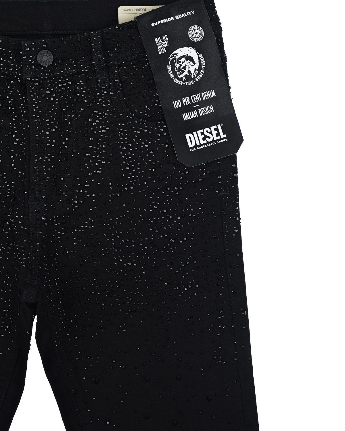 Черные джинсы со стразами Diesel детские, размер 176, цвет черный - фото 4