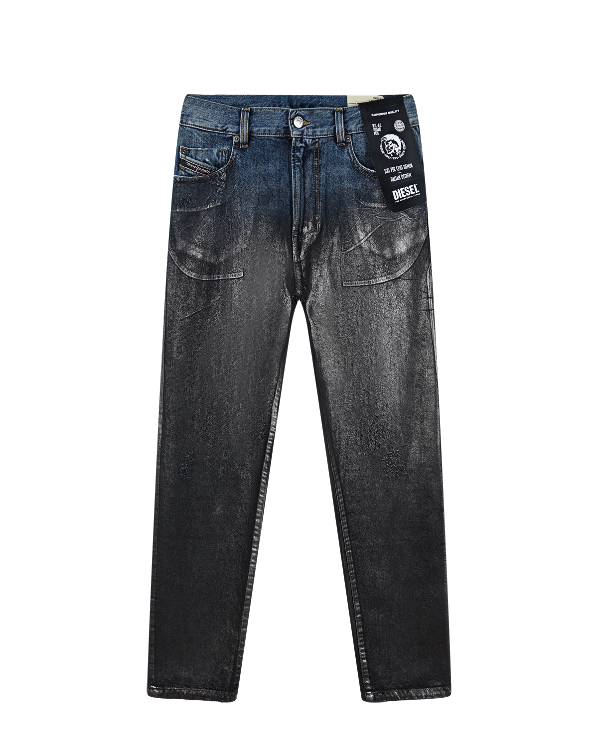 Серые джинсы с принтом "Enjoy" Diesel детские, размер 128, цвет серый - фото 1