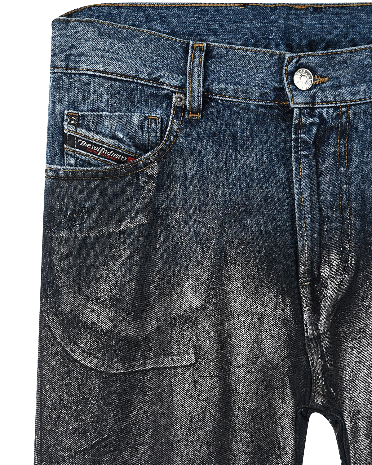 Серые джинсы с принтом "Enjoy" Diesel детские, размер 128, цвет серый - фото 3