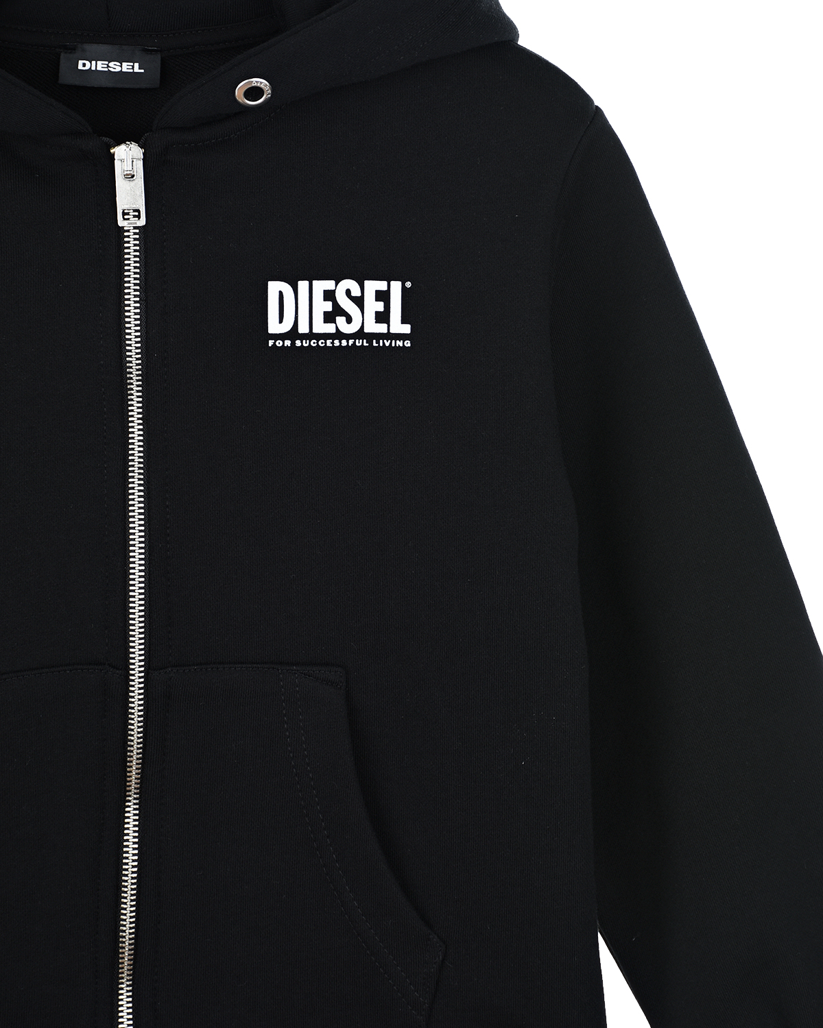 Черная спортивная куртка на молнии Diesel детская, размер 128, цвет черный - фото 3