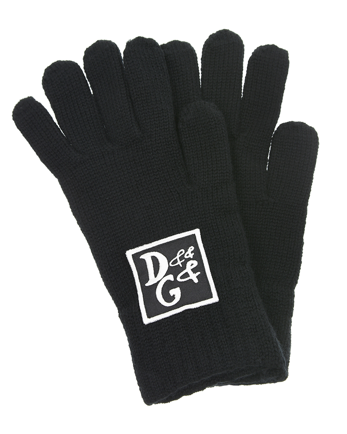 Купить Шерстяные перчатки с нашивкой D&G Dolce&Gabbana детские, Черный, 100%шерсть, 75%полиэстер+25%вискоза