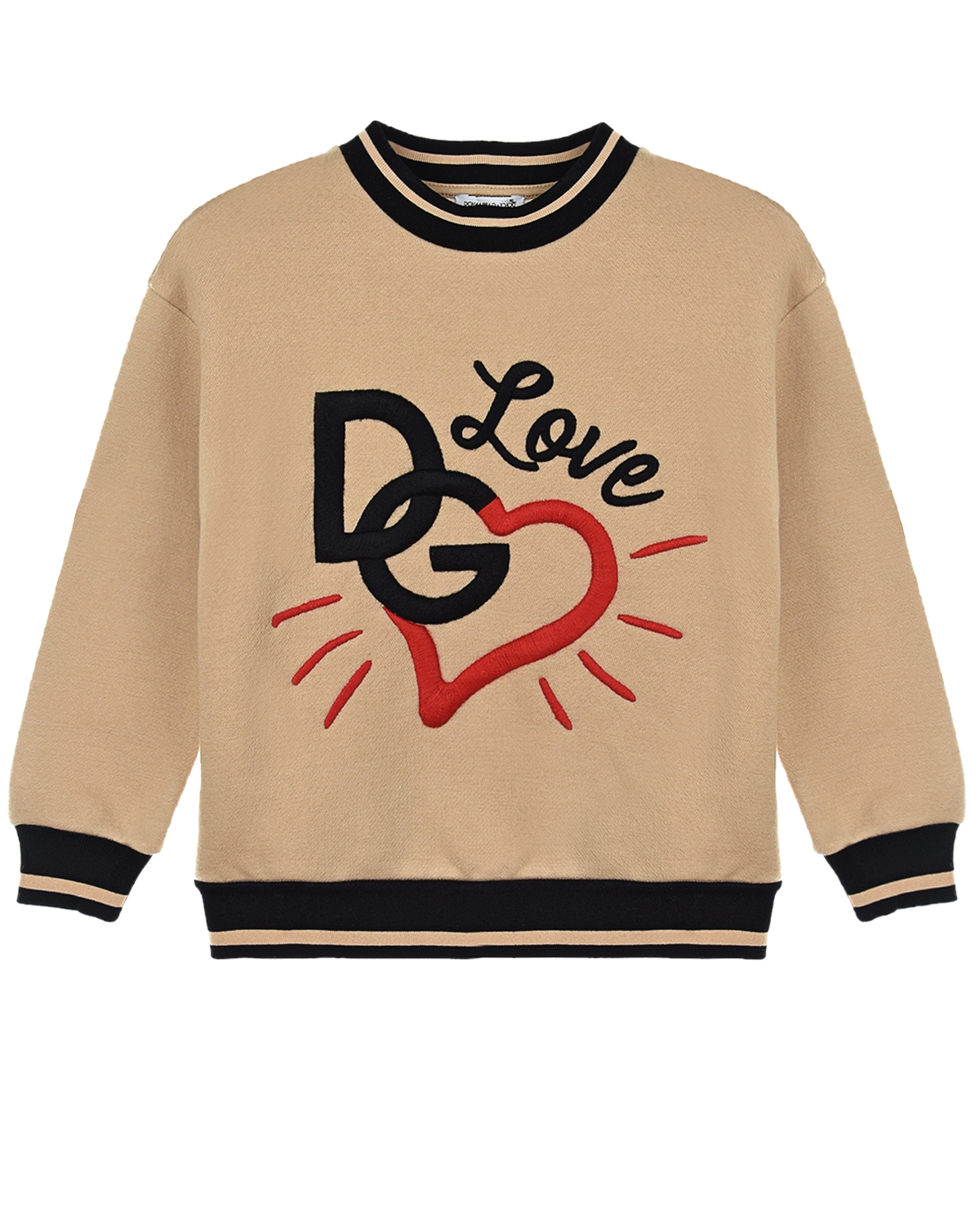 Бежевый свитшот с принтом "сердце" Dolce&Gabbana детский