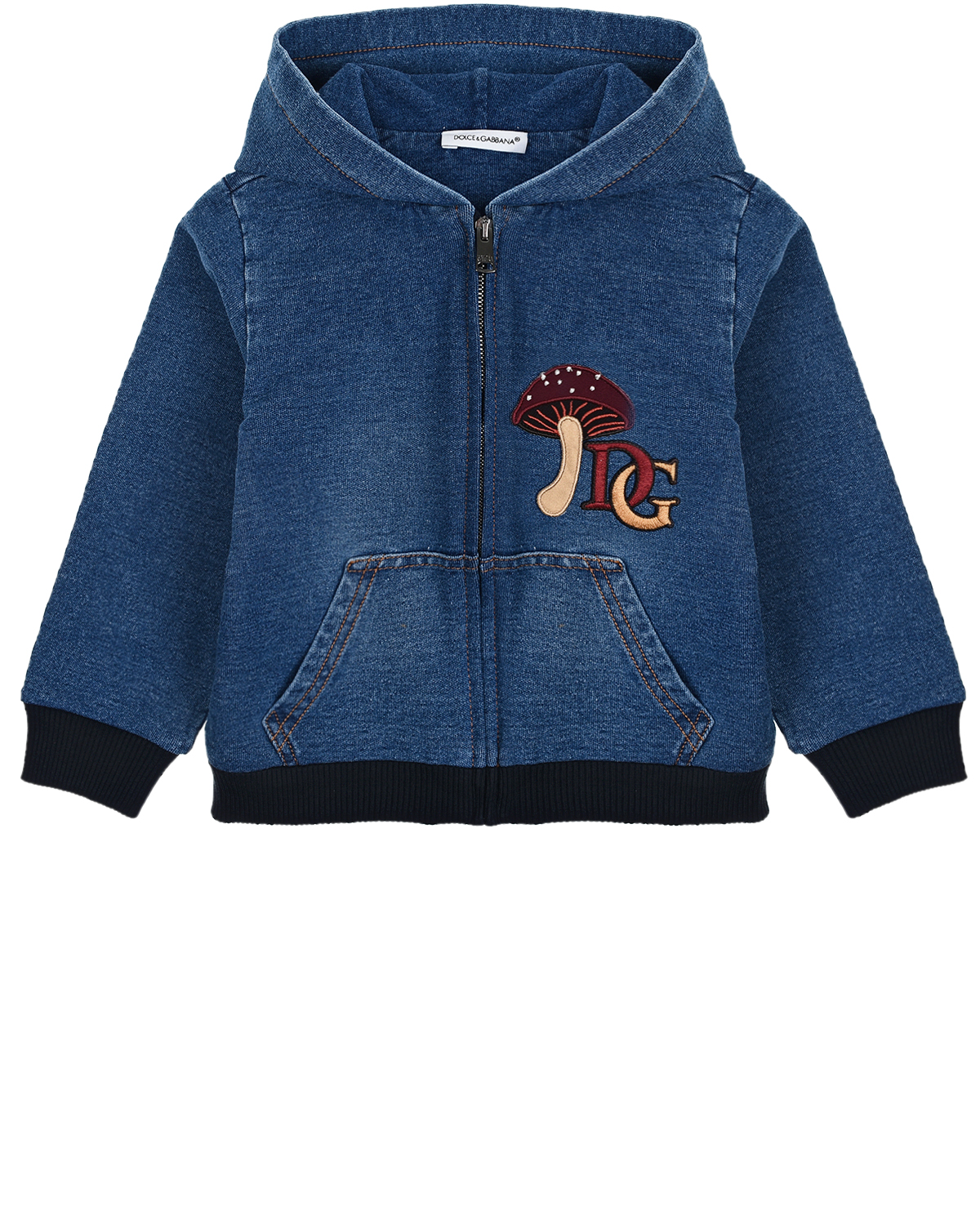 Спортивная куртка с аппликацией Dolce&Gabbana детская, размер 74, цвет синий - фото 1