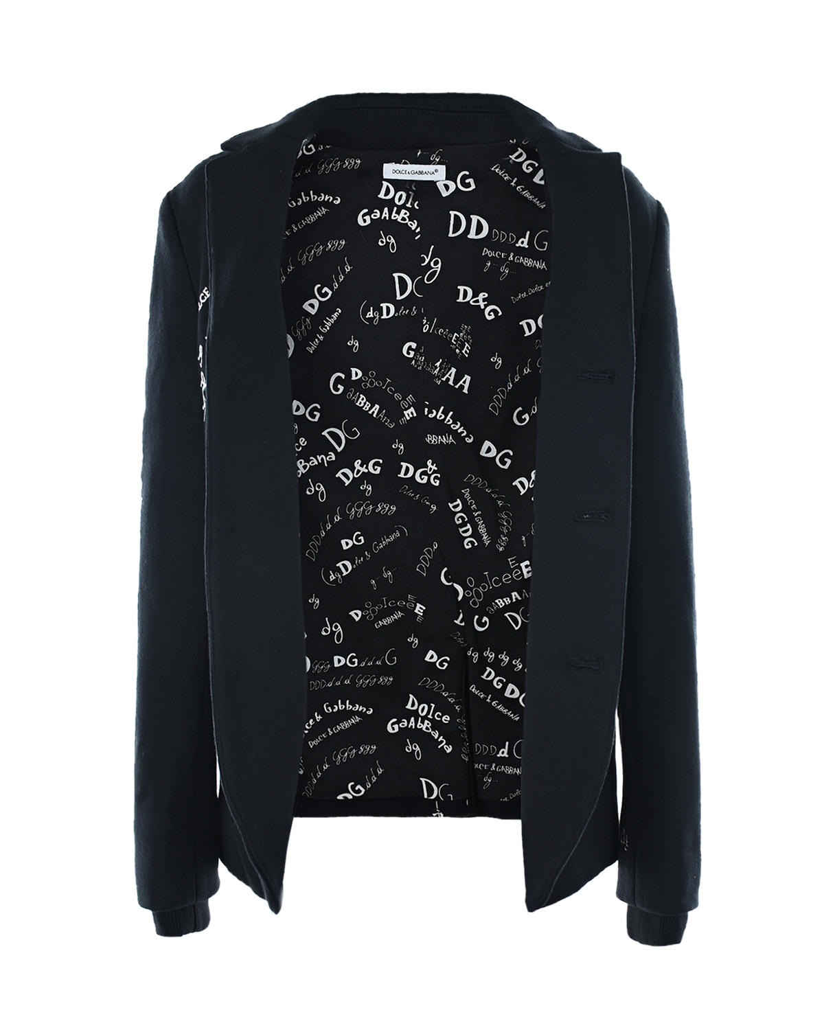 Однобортный пиджак из джерси с вышитым логотипом Dolce&Gabbana детский, размер 116, цвет черный - фото 4