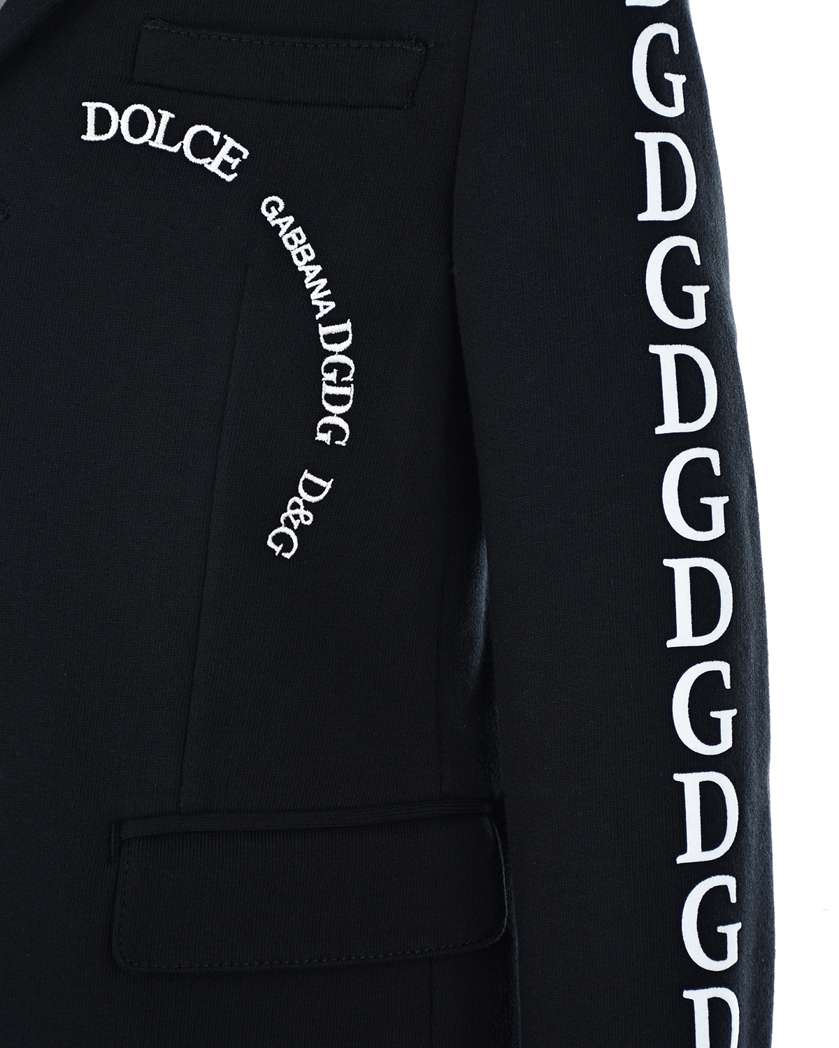 Однобортный пиджак из джерси с вышитым логотипом Dolce&Gabbana детский, размер 116, цвет черный - фото 6
