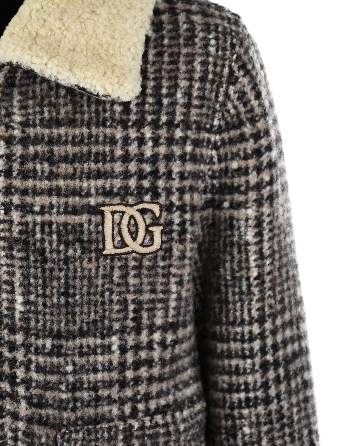 Твидовая куртка-бомбер в клетку Dolce&Gabbana детская, размер 128, цвет коричневый - фото 3