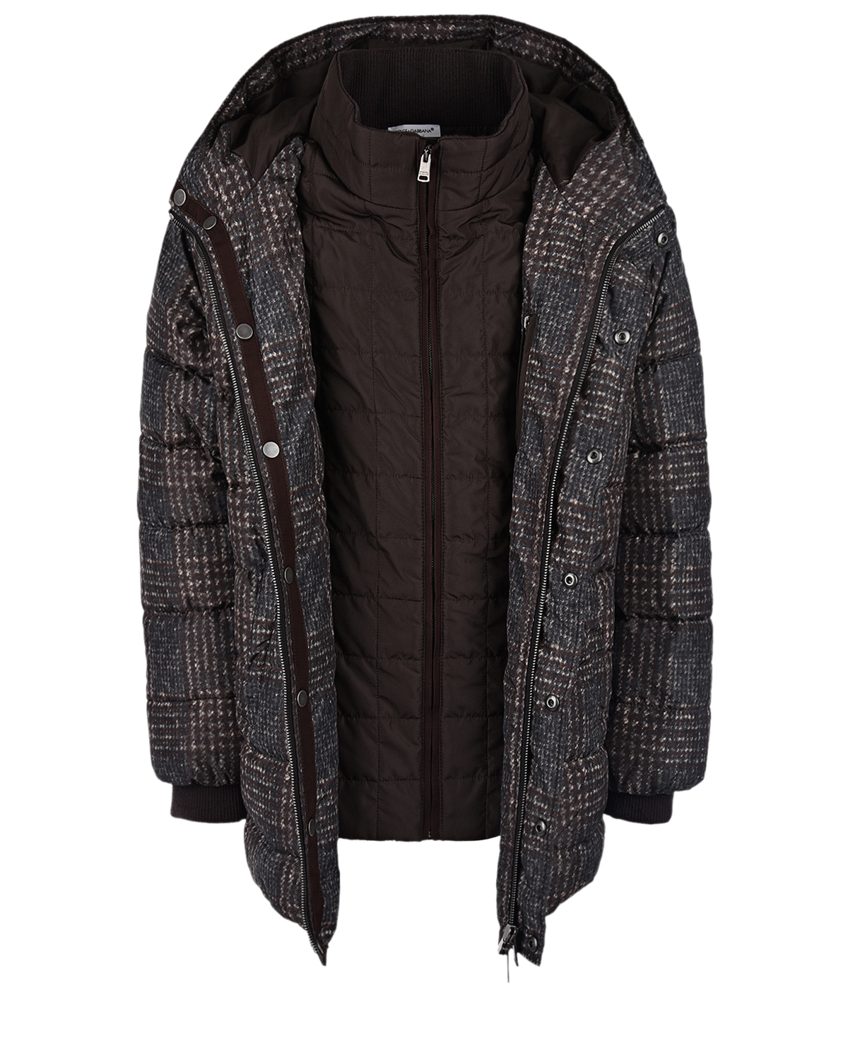 Пуховая куртка с принтом в клетку Dolce&Gabbana детская, размер 116, цвет коричневый - фото 3
