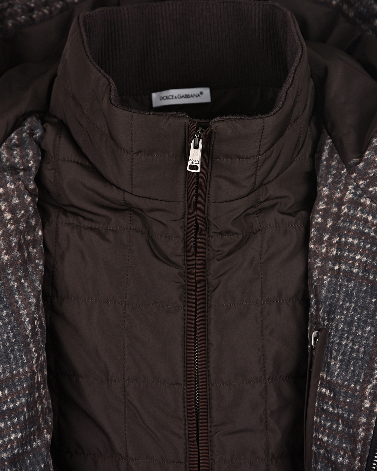 Пуховая куртка с принтом в клетку Dolce&Gabbana детская, размер 116, цвет коричневый - фото 5