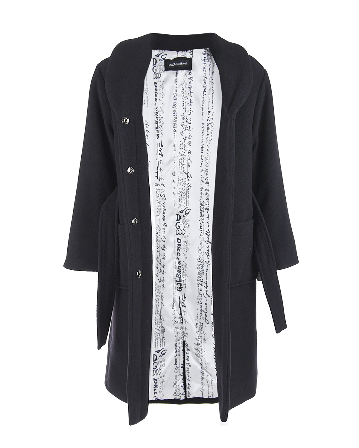 Шерстяное пальто с вышивкой на воротнике Dolce&Gabbana детское, размер 140, цвет черный - фото 2