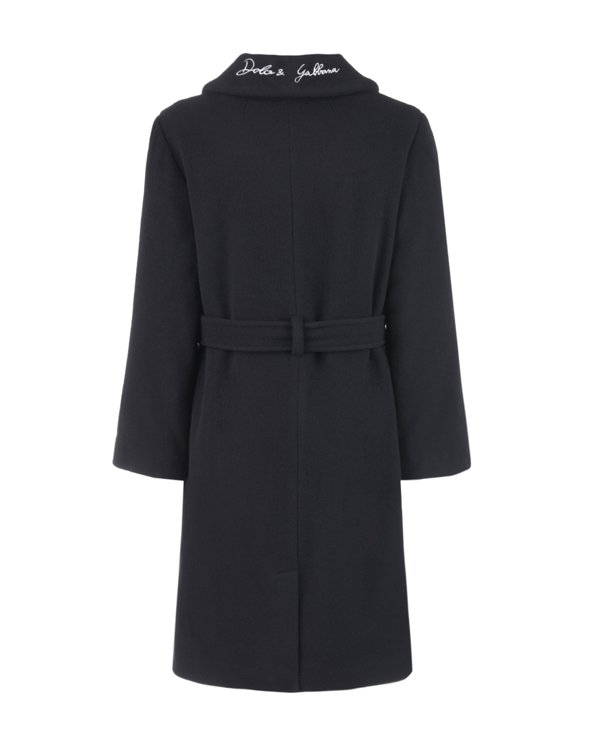 Шерстяное пальто с вышивкой на воротнике Dolce&Gabbana детское, размер 140, цвет черный - фото 3