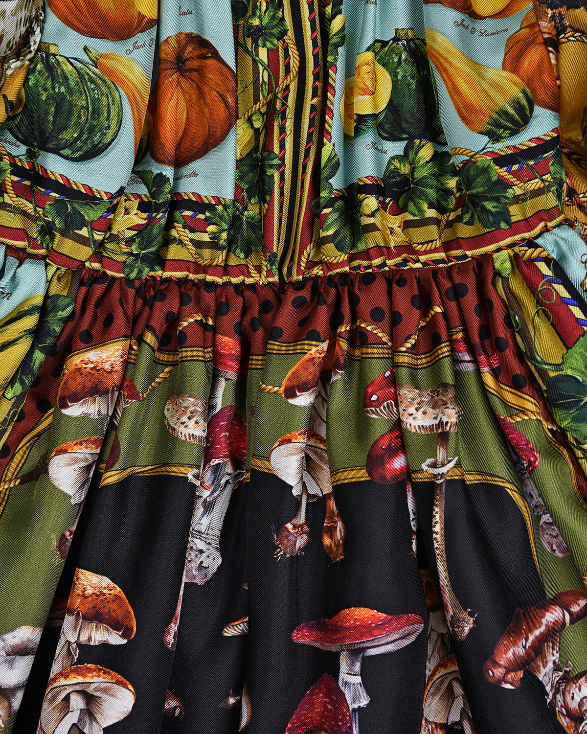 Поплиновое платье с принтом "грибы" Dolce&Gabbana детское, размер 80, цвет мультиколор - фото 3