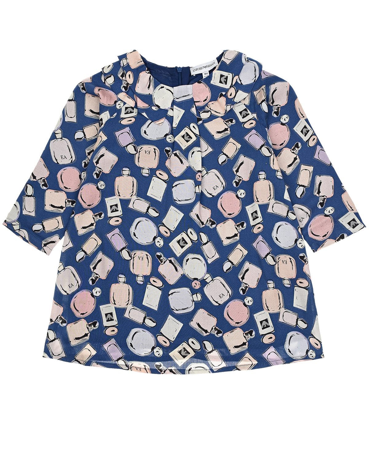 Синее платье из хлопка Emporio Armani детское, размер 86, цвет мультиколор - фото 1
