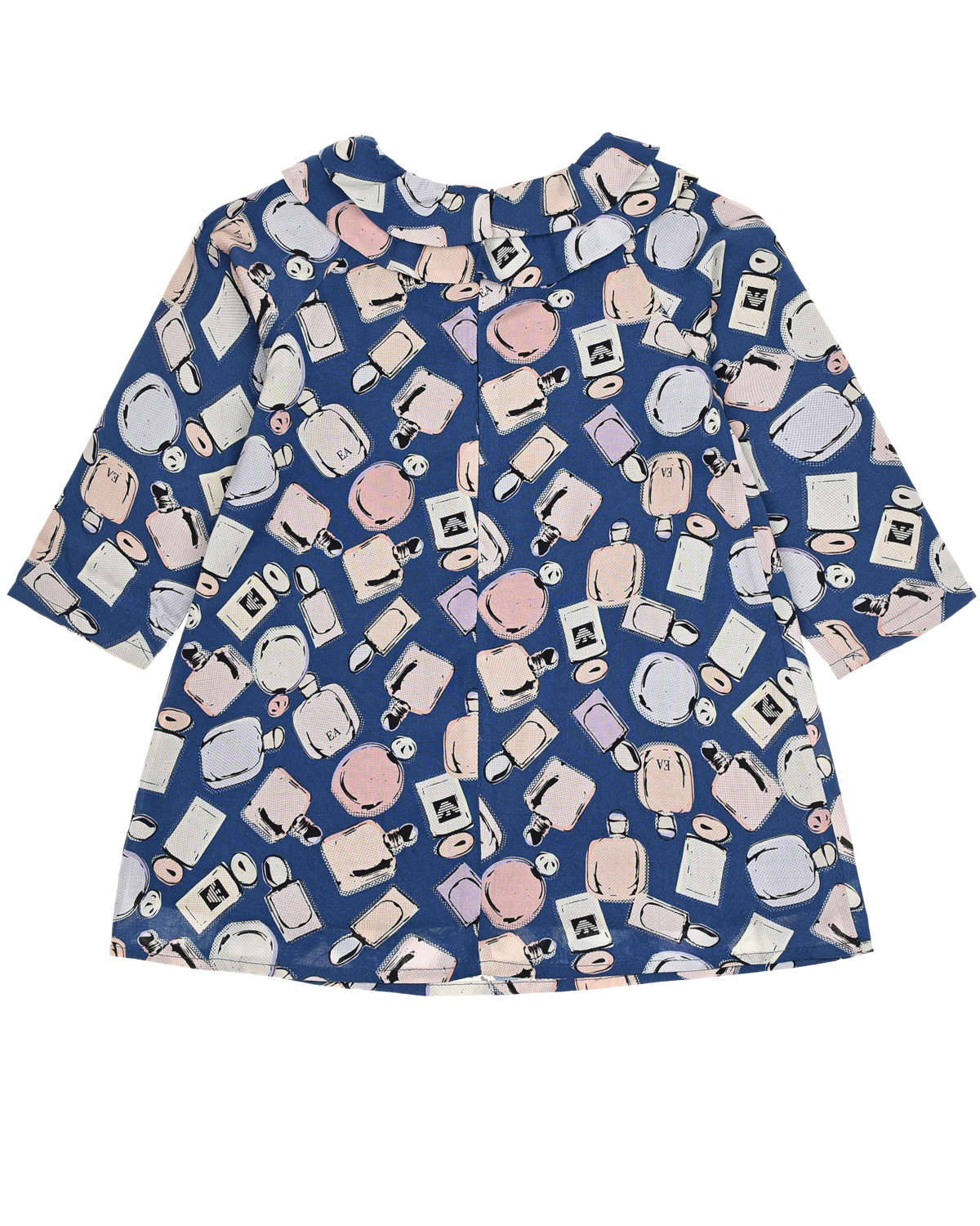 Синее платье из хлопка Emporio Armani детское, размер 86, цвет мультиколор - фото 2