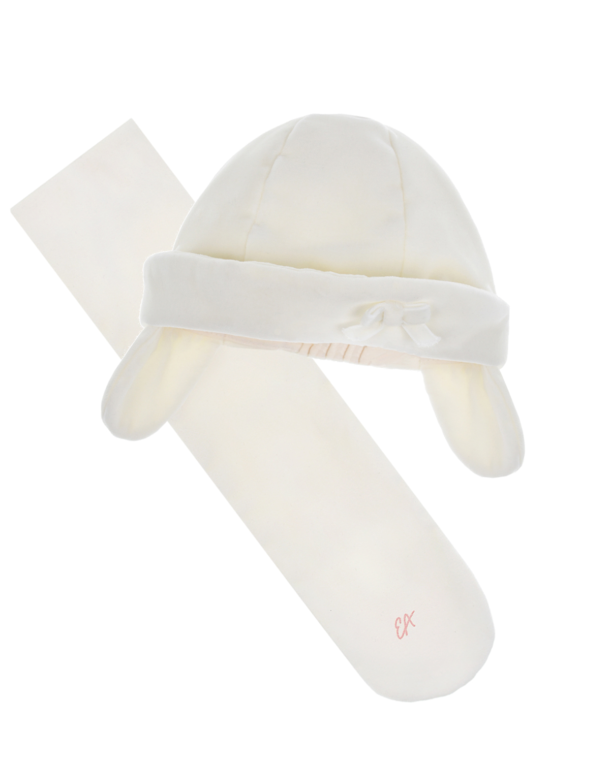 Комлпект из шляпы и шарфа из велюра Emporio Armani детский, размер L, цвет кремовый