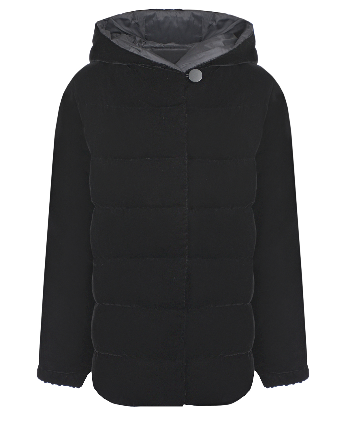 Бархатная куртка с застежкой на пуговицу Emporio Armani детская, размер 152, цвет черный - фото 1