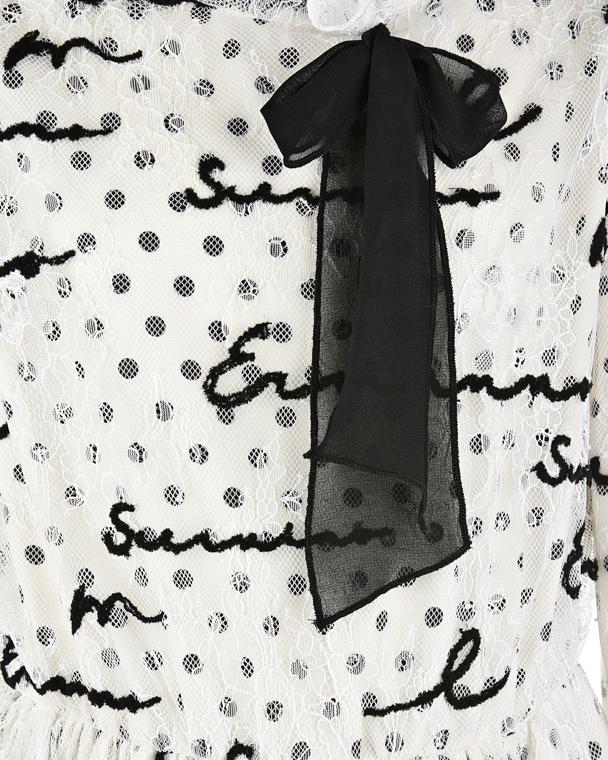 Белое платье с черным бантом и логотипом Ermanno Scervino детское, размер 116, цвет мультиколор - фото 3