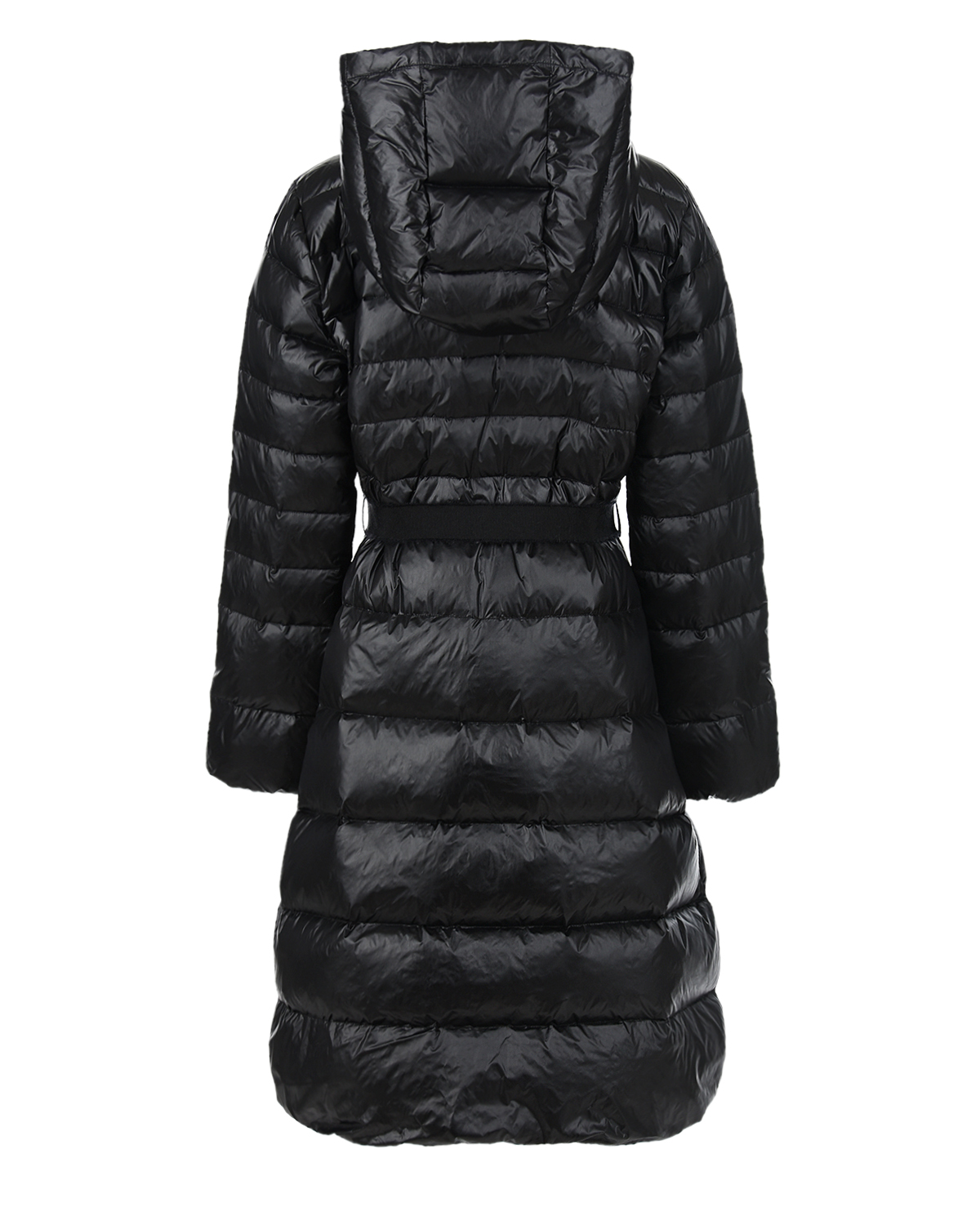 Черное пальто-пуховик с поясом Ermanno Scervino детское, размер 152, цвет черный - фото 3