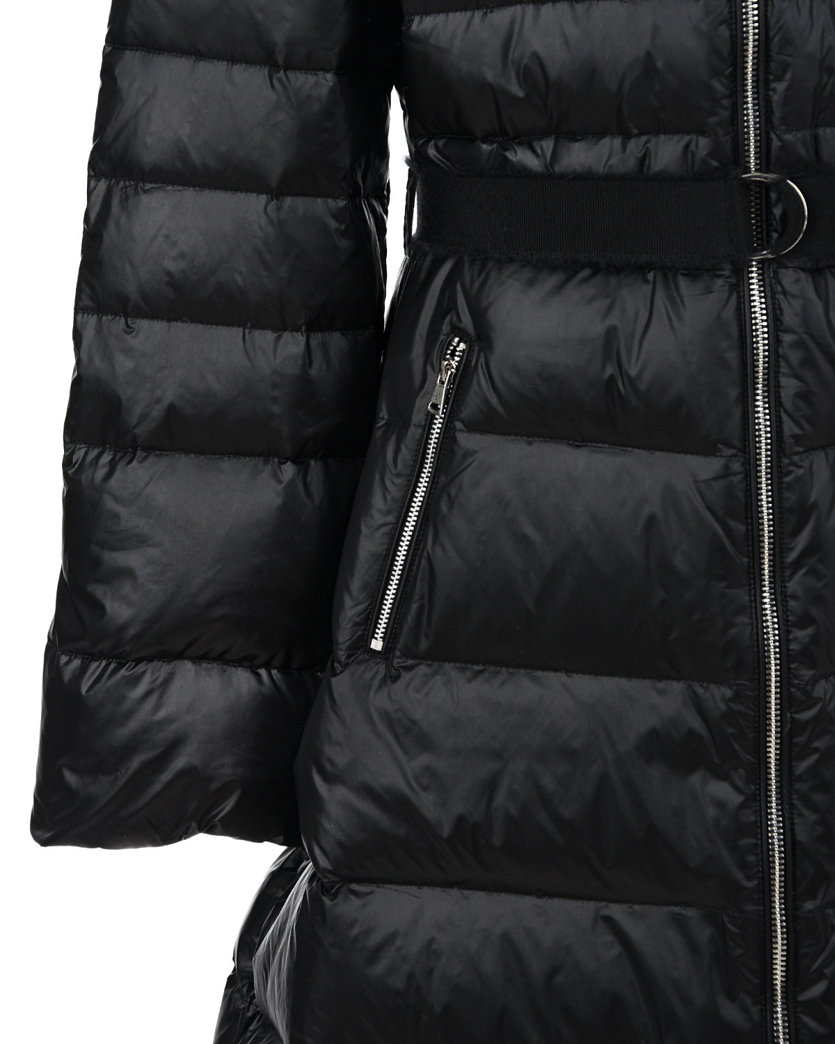 Черное пальто-пуховик с поясом Ermanno Scervino детское, размер 152, цвет черный - фото 5