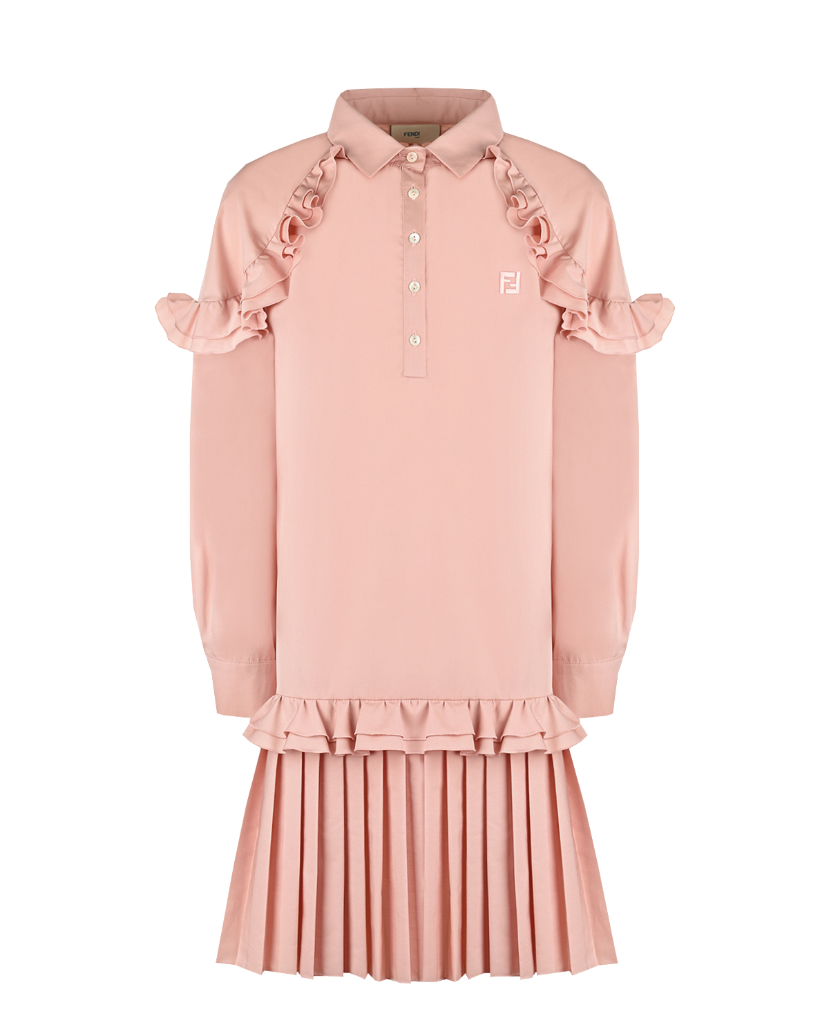 Розовое платье с оборками Fendi детское, размер 140, цвет розовый - фото 1