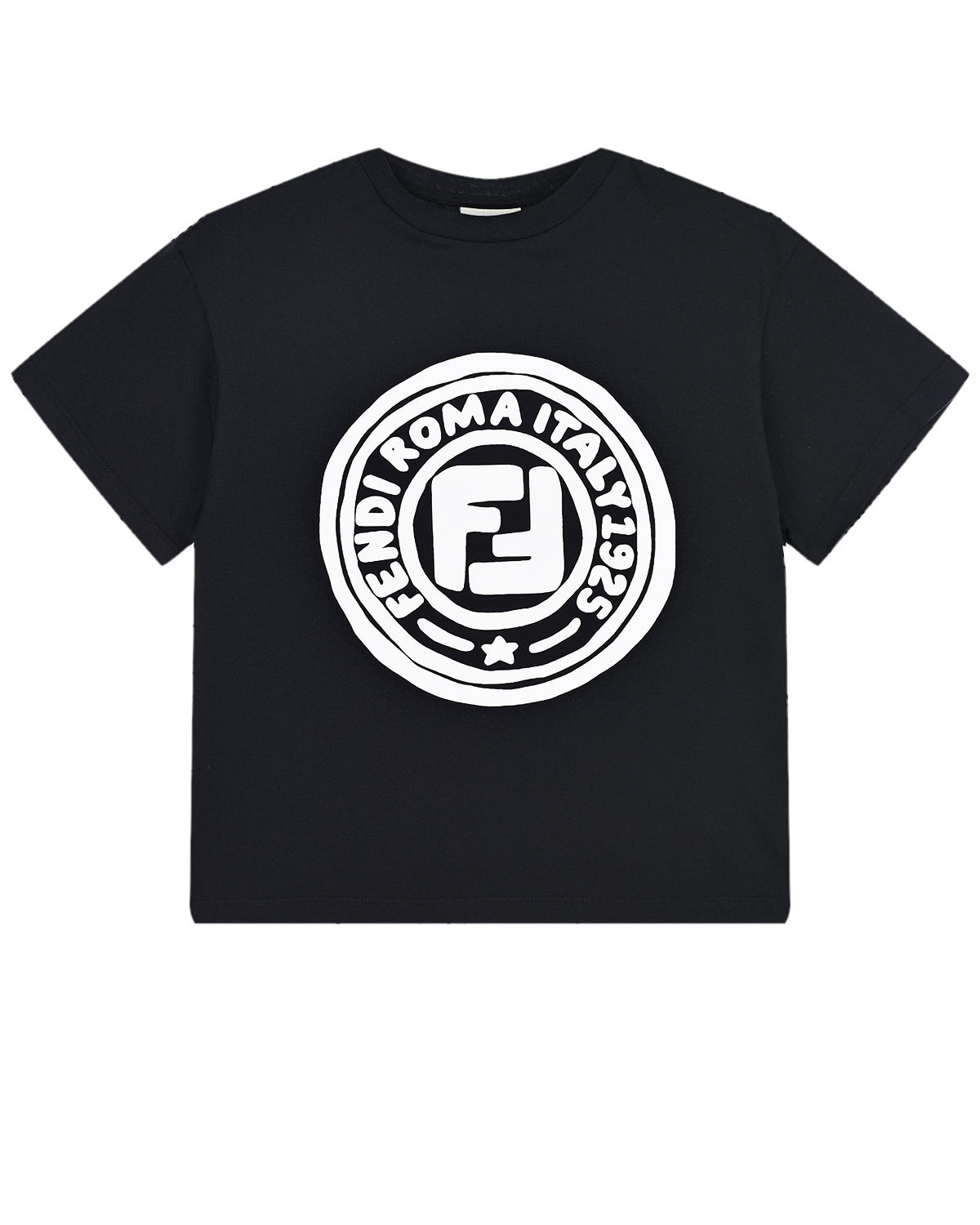 Черная футболка с белым логотипом Fendi детская