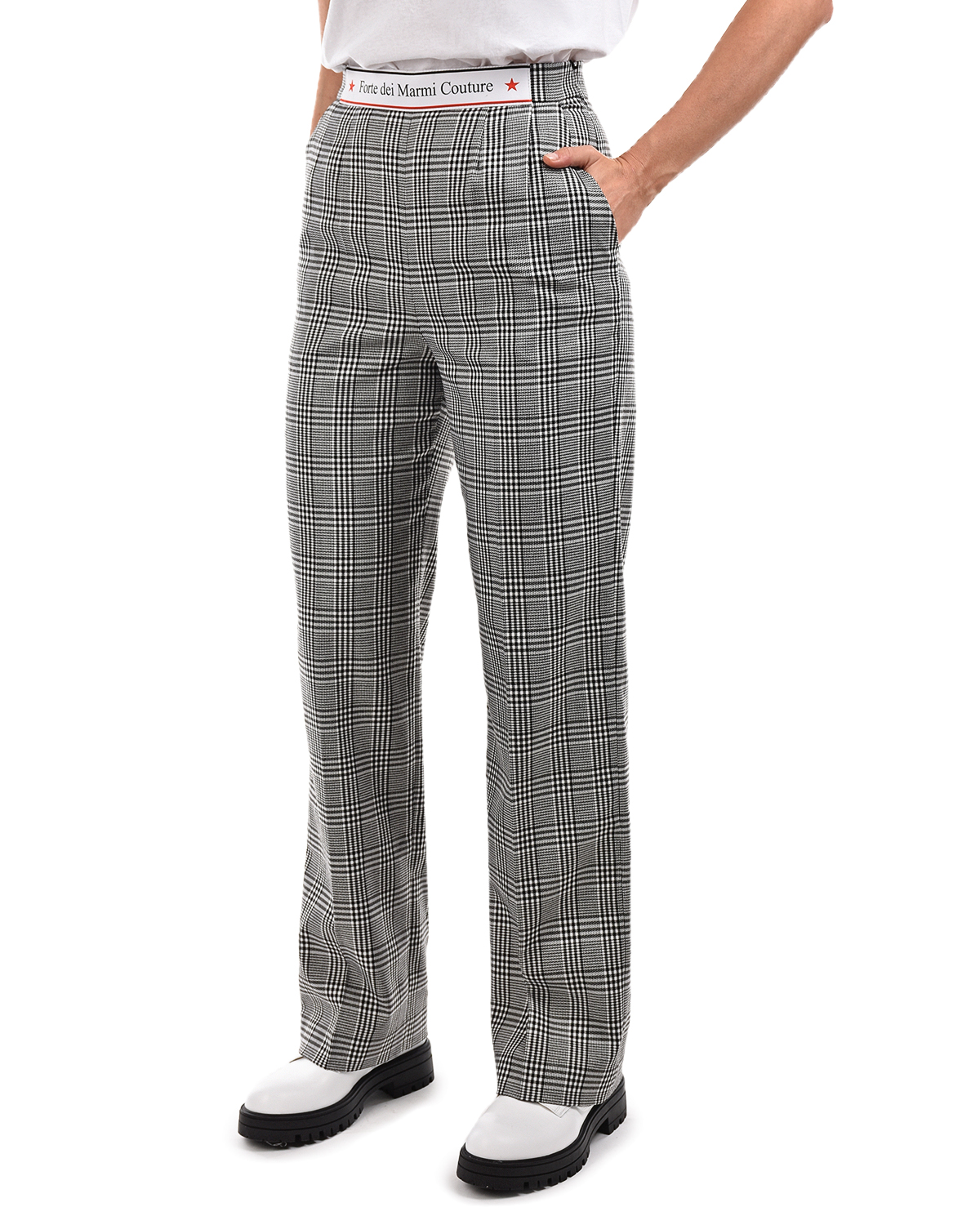 Прямые брюки в клетку Forte dei Marmi Couture, размер 42, цвет серый - фото 7