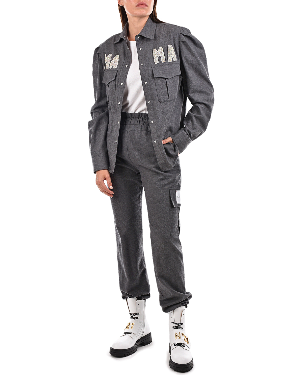 Серые брюки с карманом карго Forte dei Marmi Couture, размер 44, цвет серый - фото 2