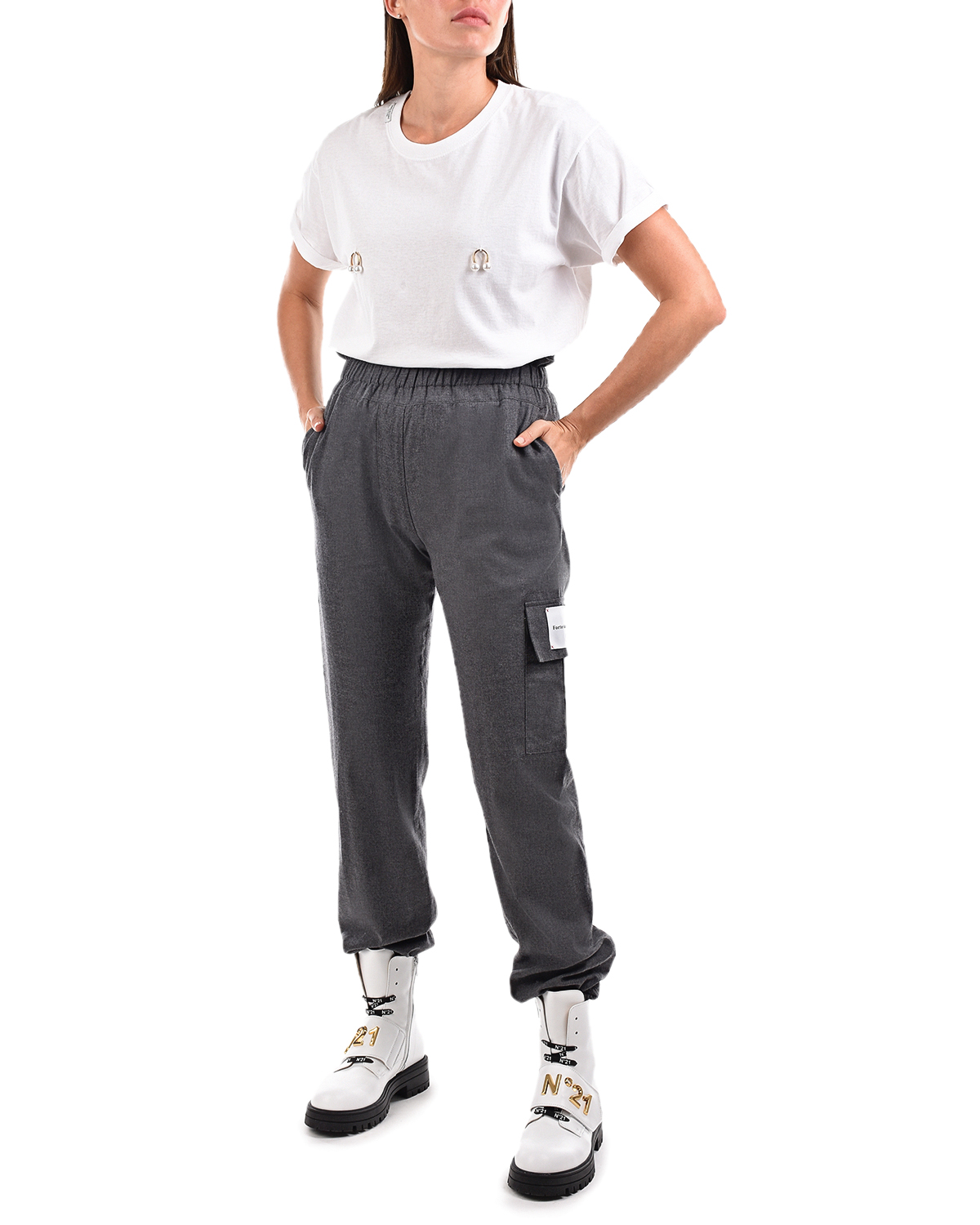 Серые брюки с карманом карго Forte dei Marmi Couture, размер 44, цвет серый - фото 3