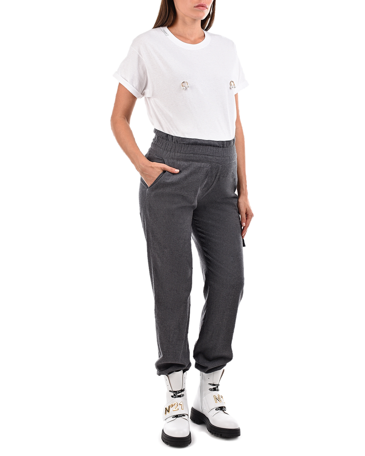 Серые брюки с карманом карго Forte dei Marmi Couture, размер 44, цвет серый - фото 5