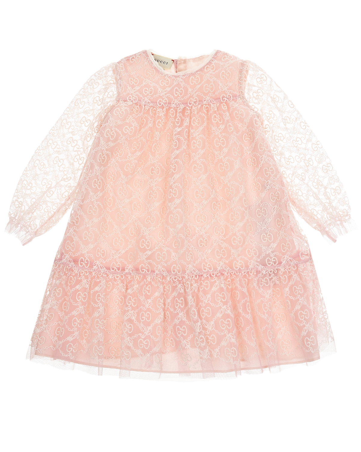 Розовое платье из фатина с вышивкой GG GUCCI детское, размер 80, цвет розовый - фото 1