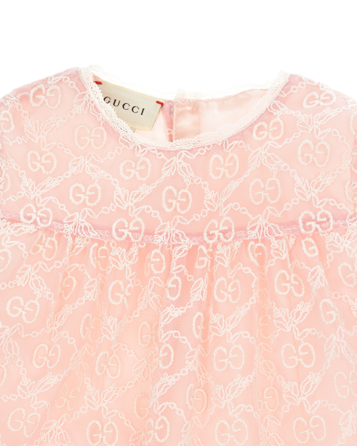 Розовое платье из фатина с вышивкой GG GUCCI детское, размер 80, цвет розовый - фото 3