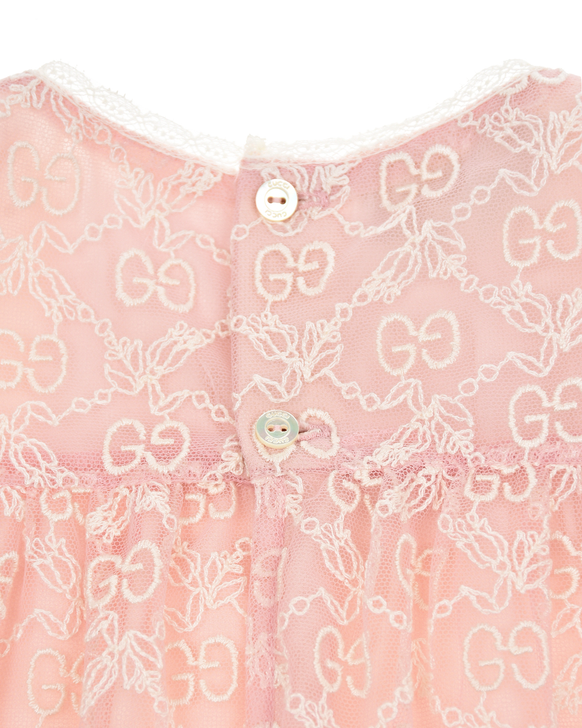 Розовое платье из фатина с вышивкой GG GUCCI детское, размер 80, цвет розовый - фото 4