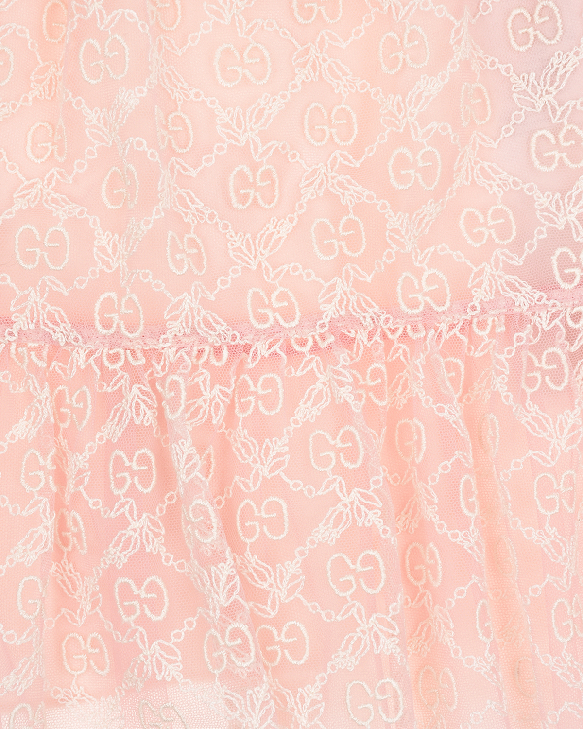 Розовое платье из фатина с вышивкой GG GUCCI детское, размер 80, цвет розовый - фото 5
