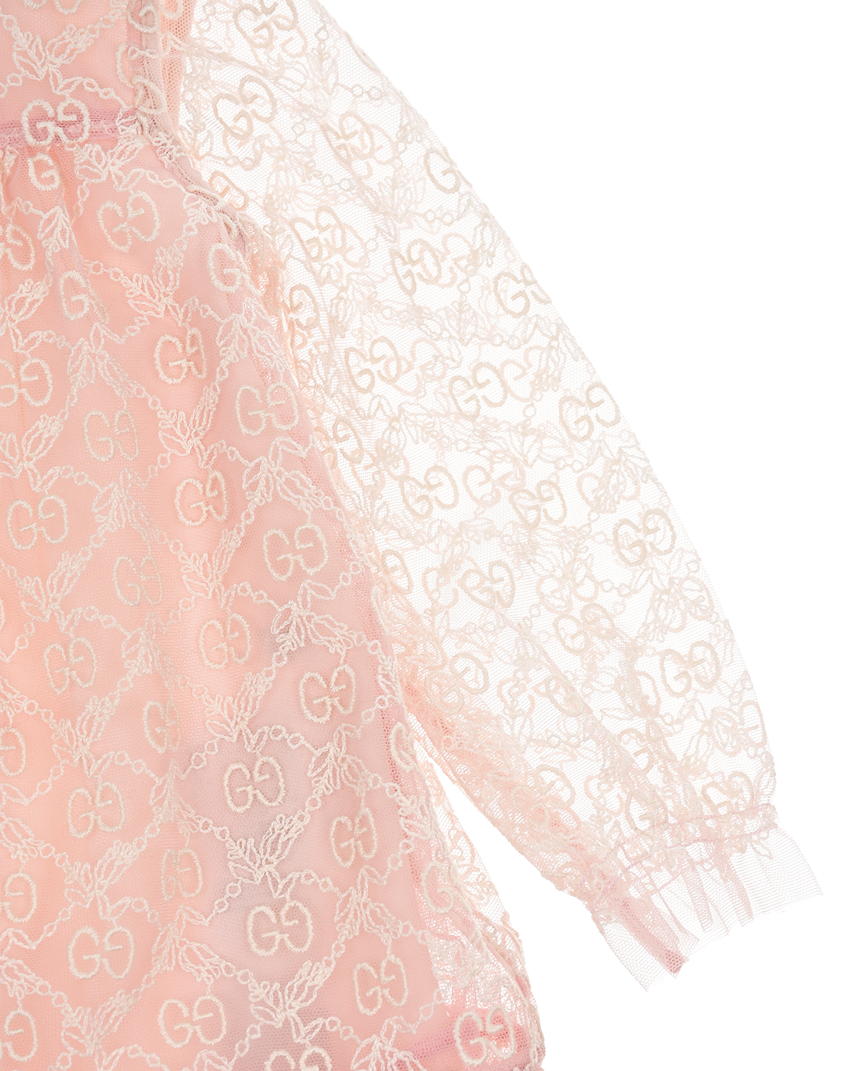 Розовое платье из фатина с вышивкой GG GUCCI детское, размер 80, цвет розовый - фото 6