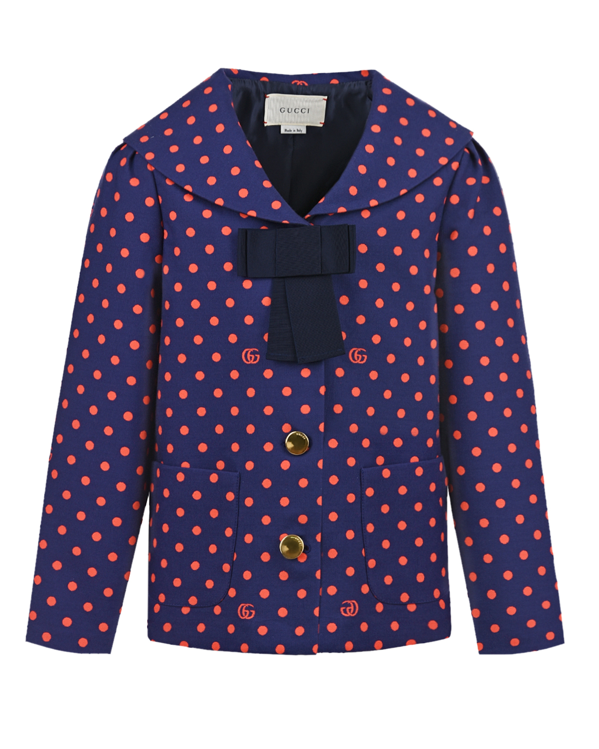 Синий пиджак в красный горох GUCCI детский, размер 128, цвет мультиколор - фото 1
