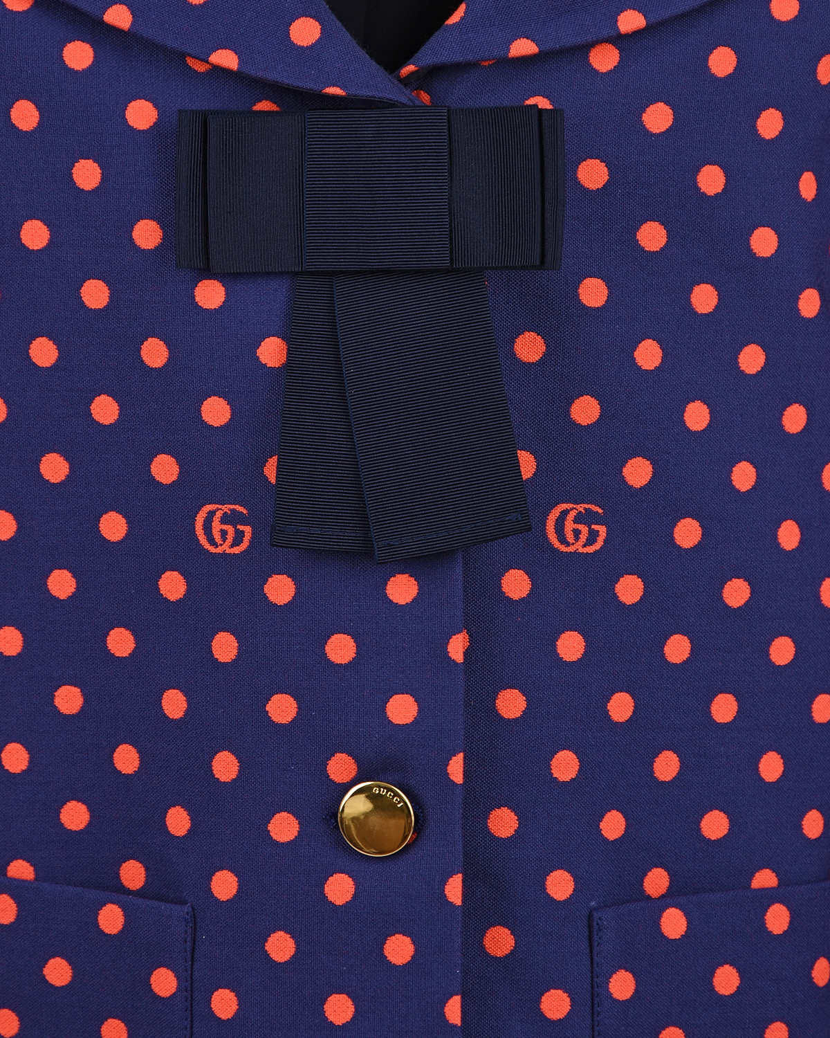 Синий пиджак в красный горох GUCCI детский, размер 128, цвет мультиколор - фото 5
