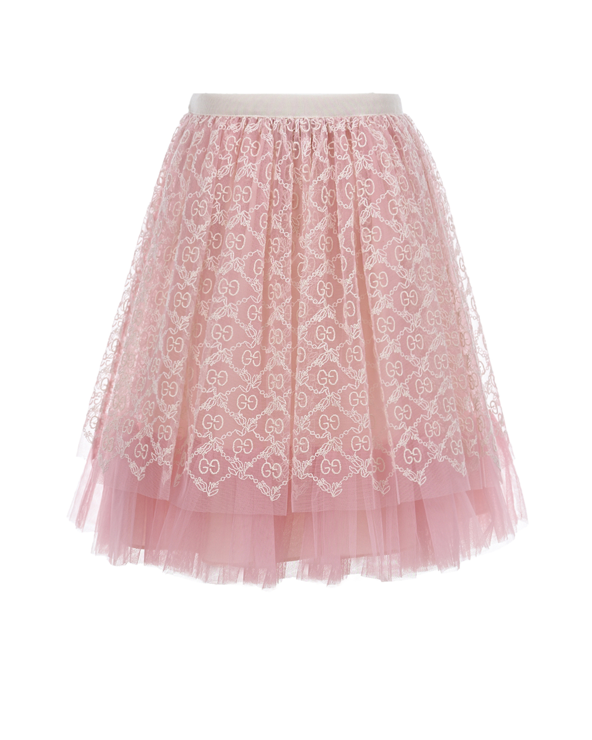 Розовая юбка из фатина с вышивкой GG GUCCI детская, размер 104, цвет розовый - фото 2