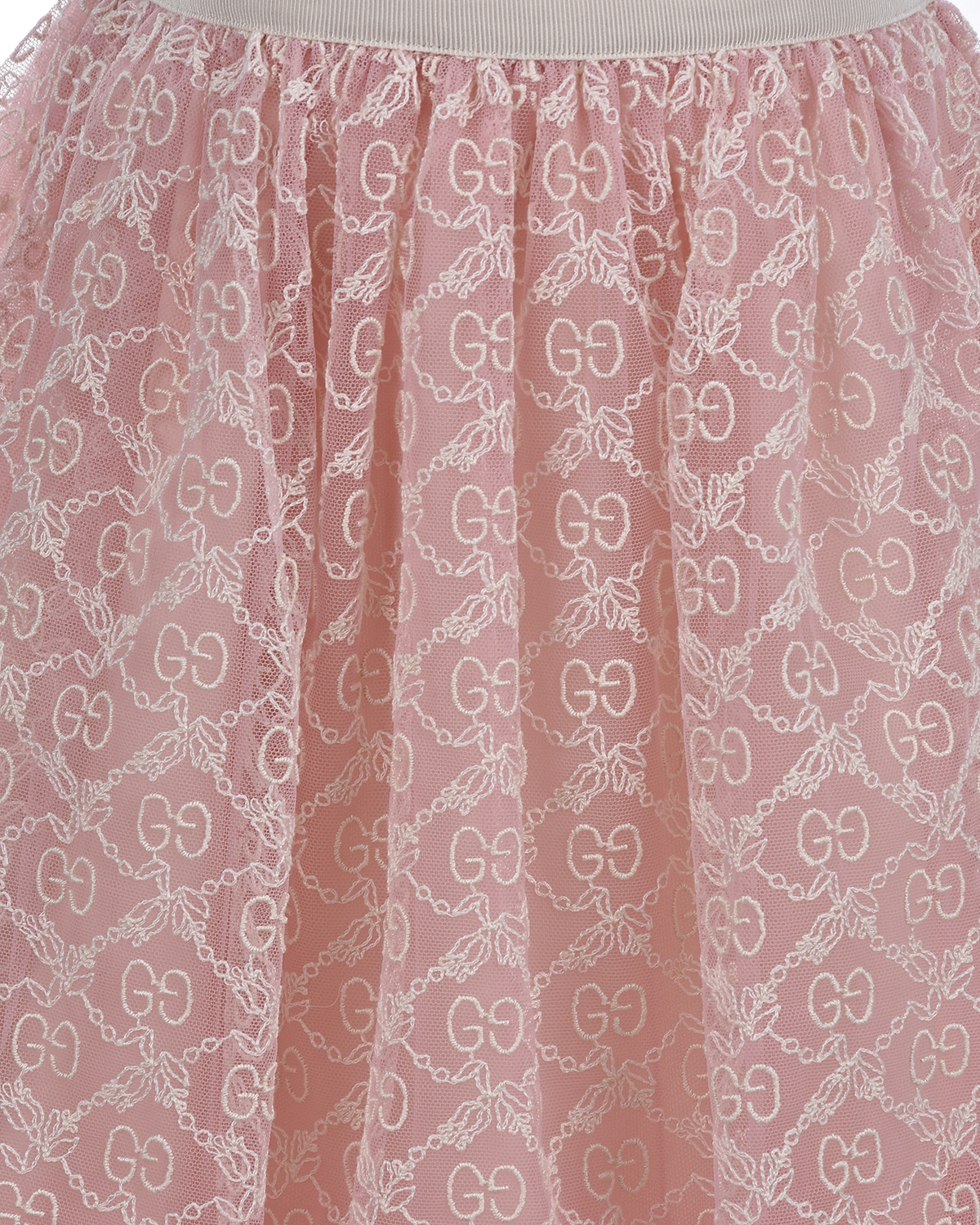 Розовая юбка из фатина с вышивкой GG GUCCI детская, размер 104, цвет розовый - фото 3