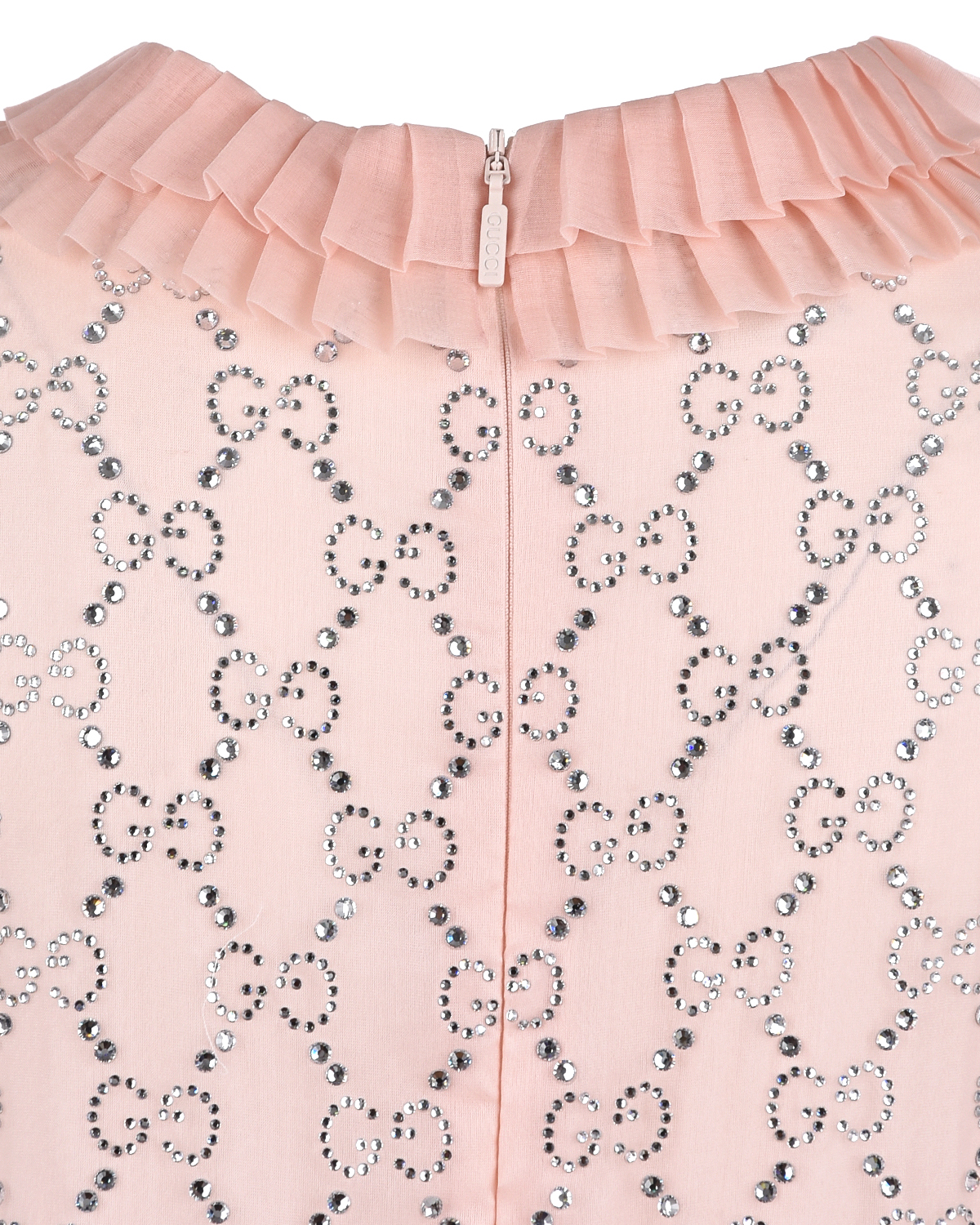 Розовое платье с логотипом из страз GUCCI детское, размер 140, цвет розовый - фото 5