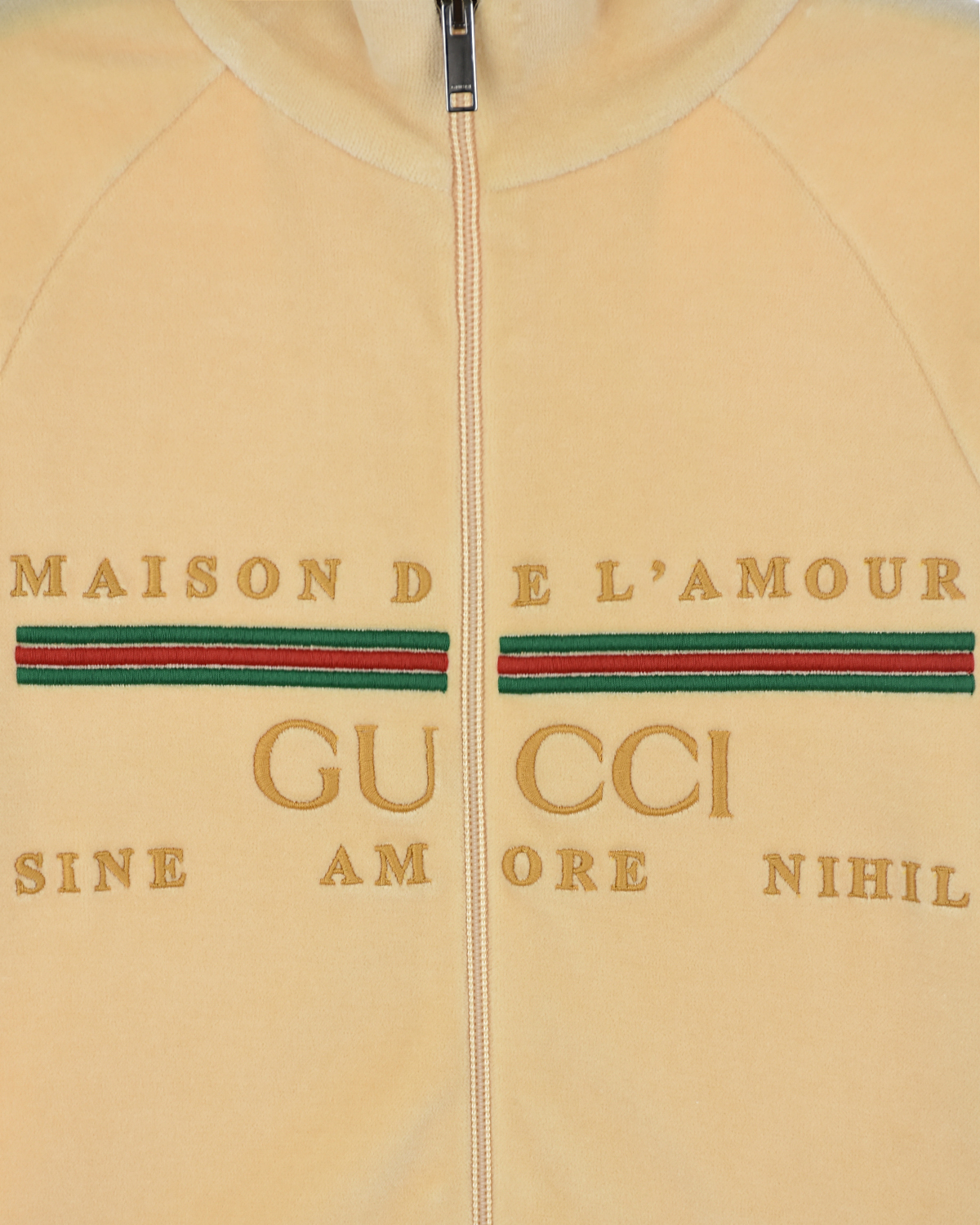 Спортивная куртка из велюра с вышитым логотипом GUCCI детская, размер 104, цвет кремовый - фото 3