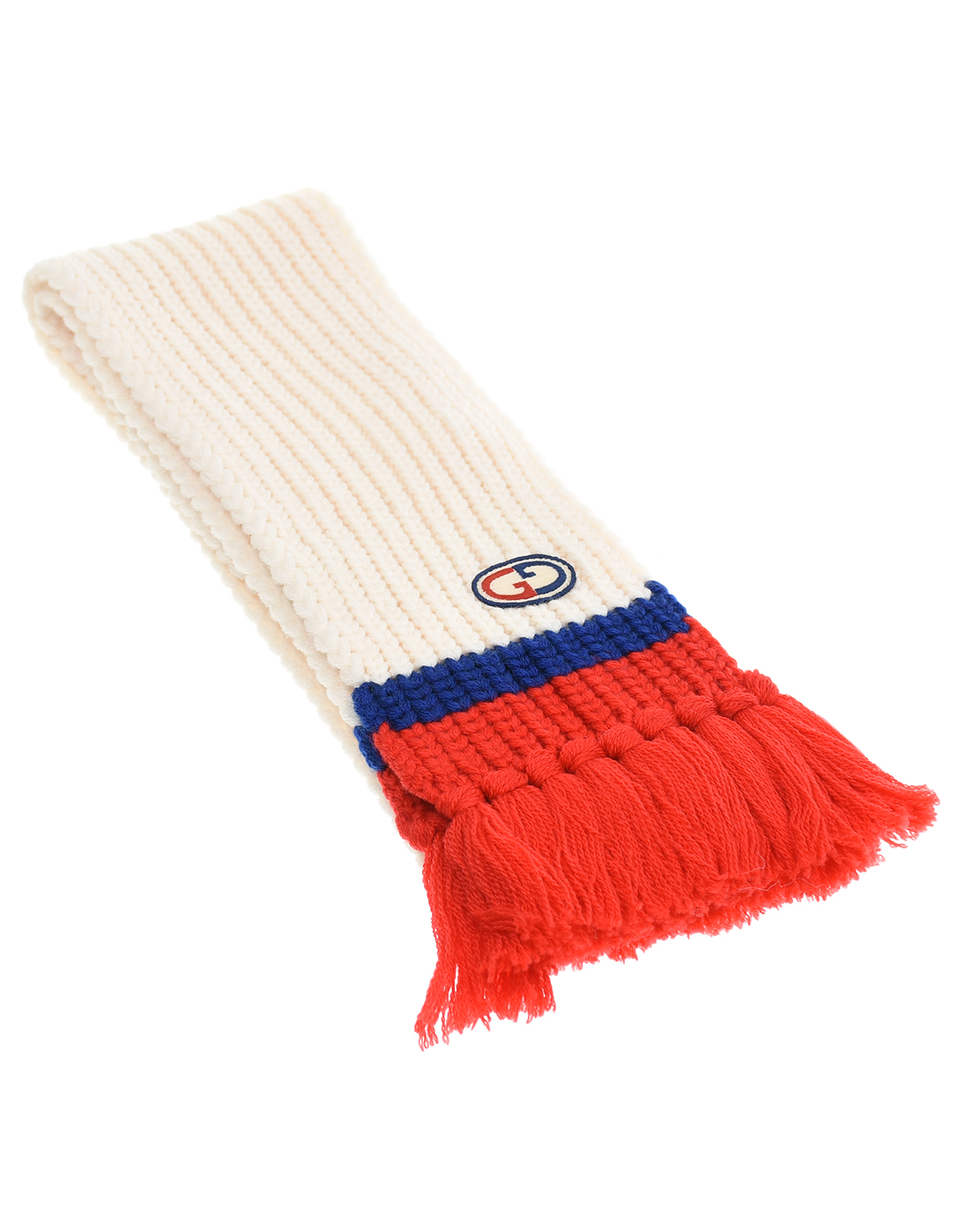 Шерстяной шарф с полосками GUCCI детский, размер unica, цвет белый - фото 1